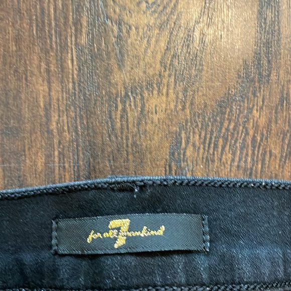 7 Seven for All Mankind Black Jeans with gold snaps up side of calves low rise - Picture 2 of 3